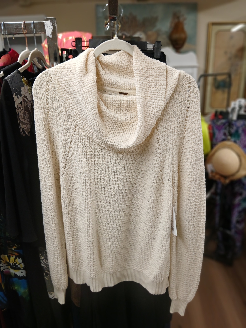 Free People Cream Cozy Cowl Pullover Sweater